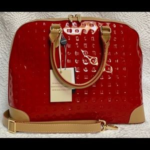 ❤️PATENT LEATHER RED DOME SATCHEL BAG BY ARCADIA❤️